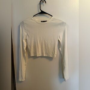 Zara Cream Long Sleeve Crop Top